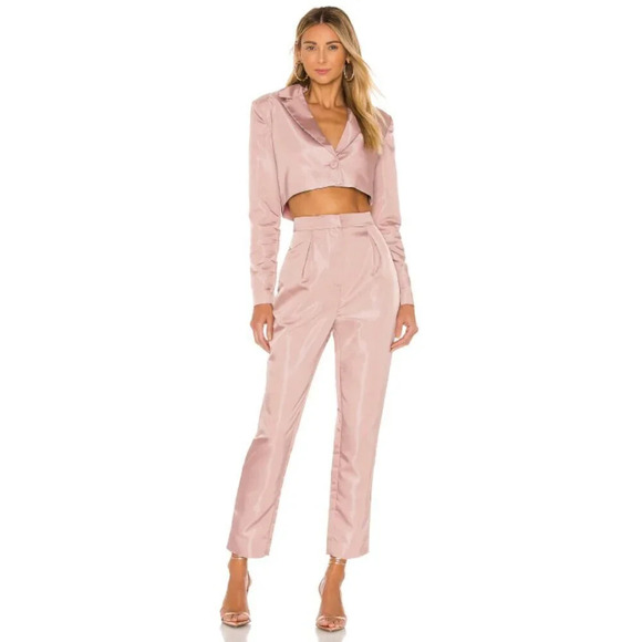 NBD Harmony Mauve Pink Cropped Ripstop Blazer Large New Womens Jacket - Picture 1 of 10